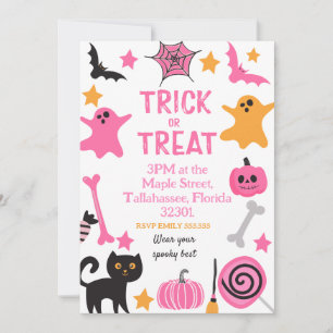 Fête d'Halloween, Trick ou Traiter Invitation éffr