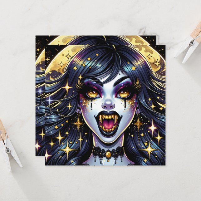 Fête d'Halloween Vampire de Style Bande Dessinée  (Devant/Arrière en situation)