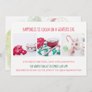 Fête d'hiver Invitation cacao neige Noël Festive