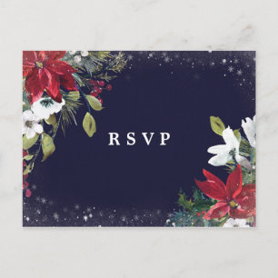 fête d'hiver mariage floral rsvp carte postale