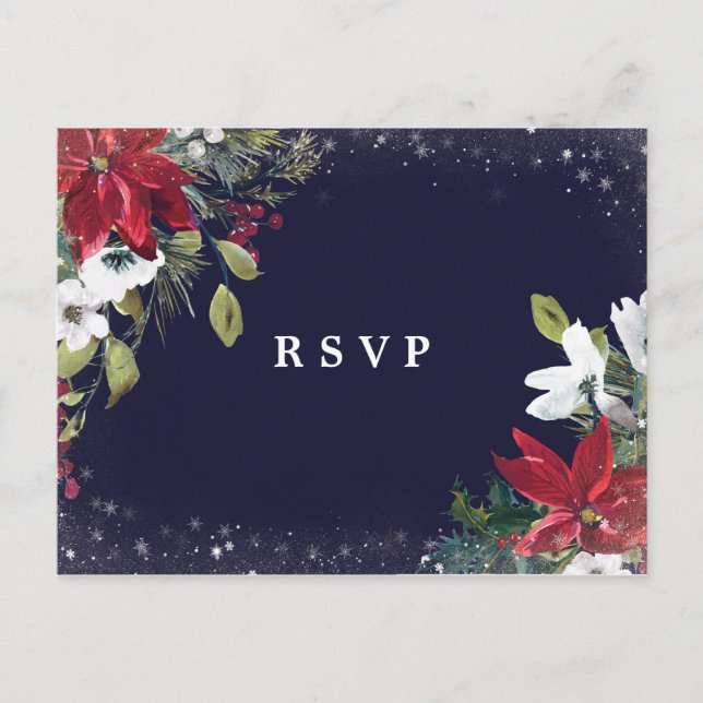 fête d'hiver mariage floral rsvp carte postale (Devant)