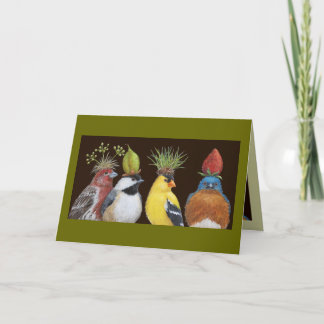 Fête d'oiseaux avec la carte grincheuse bluebird