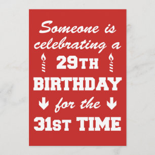 Fête du 29 Anniversaire 31e Invitation RED