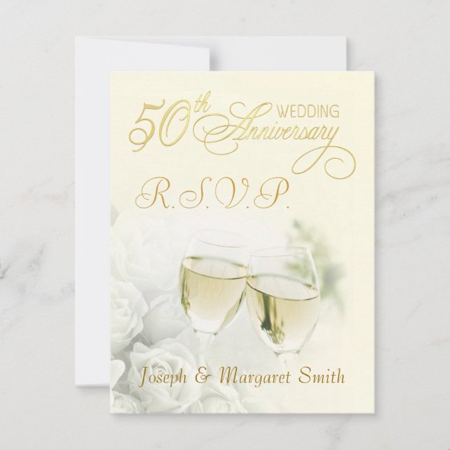 Fête du 50e anniversaire - Cartes de réponse RSVP (Devant)