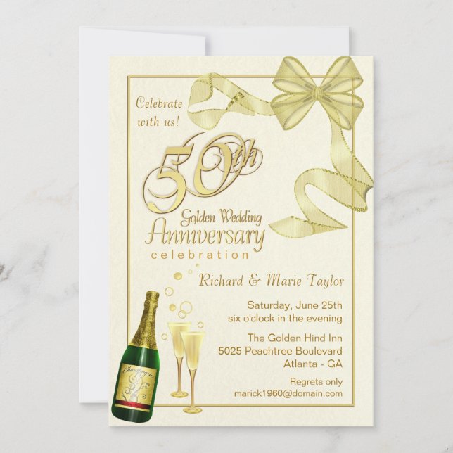 Fête du 50e Anniversaire - Invitations à prix rédu (Devant)