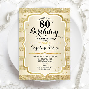 Fête du 80e anniversaire - Gold Invitation