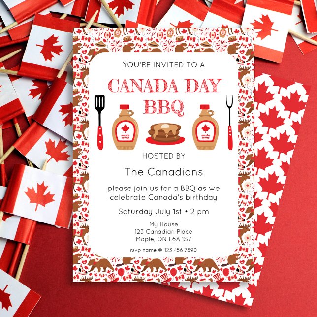 Fête du Canada BBQ Invitation canadienne (Créateur téléchargé)