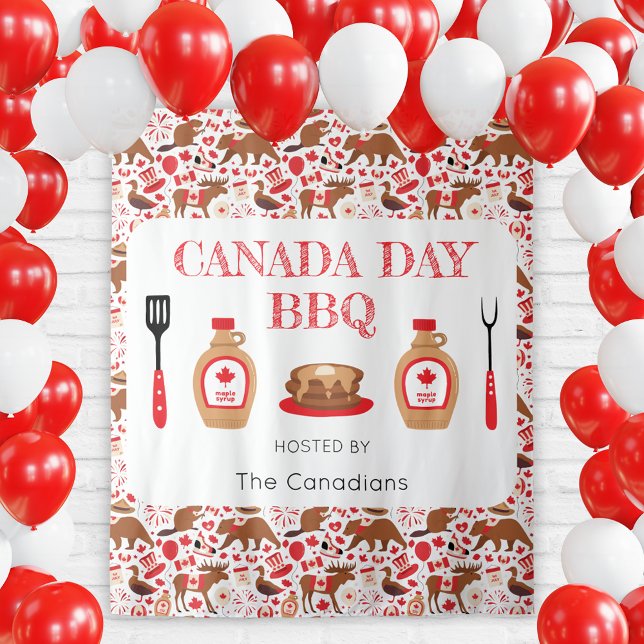 Fête du Canada BBQ Tapisserie canadienne Contexte (Créateur téléchargé)
