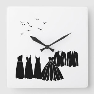 Fête du mariage : Horloge murale de charmantes sil