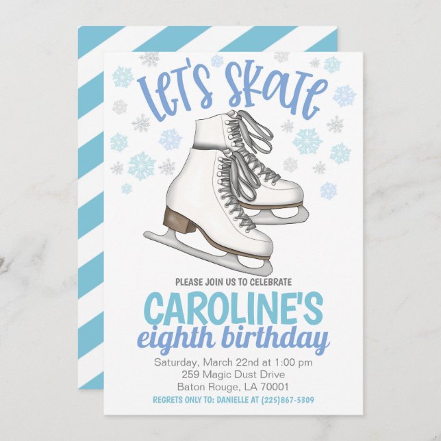Fête du patinage sur glace Anniversaire Invitation (Devant / Derrière)