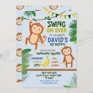 Fête du singe Anniversaire Swing Sur Invitation Bl