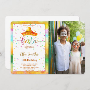 Fête Editable Anniversaire Photo Invitation