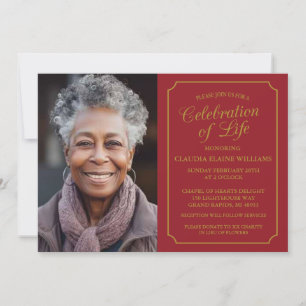 FÊTE ÉLÉGANTE DE LA VIE INVITATION FUNÉRALE