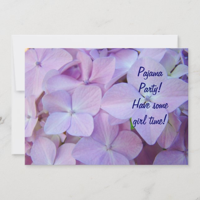 Fête en pyjama ! Cartes d'invitation Fleurs Violet (Devant)