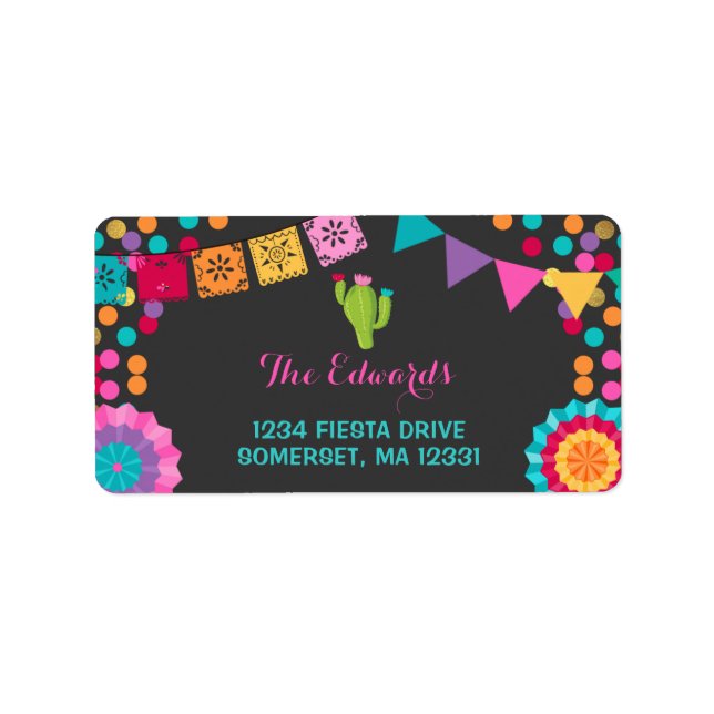 Fête Étiquette de adresse mexicaine (Devant)