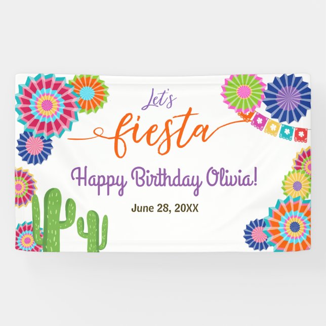 Fête Fête bannière Anniversaire Mexicaine Cactus F (Horizontal)