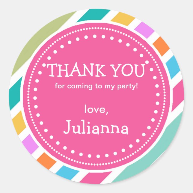 Fête Filles Anniversaire Merci Favor Sticker (Devant)