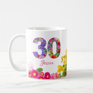 Fête florale Mug personnalisé 30e anniversaire