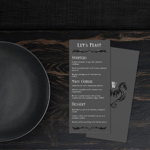 Fête Gris noir Dragon Imaginaire menu Mariage