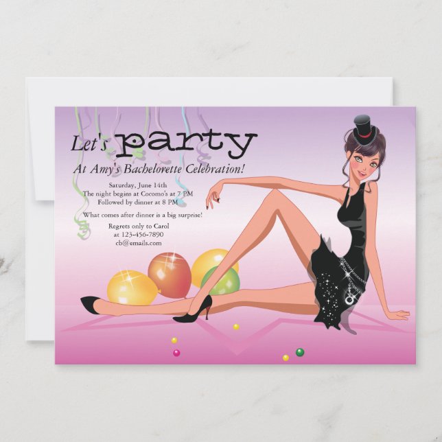 Fête Heure Bachelorette Invitation (Devant)