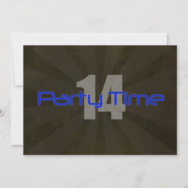 Fête Heure Black Grey Boy Invitation 14e anniversa (Devant)