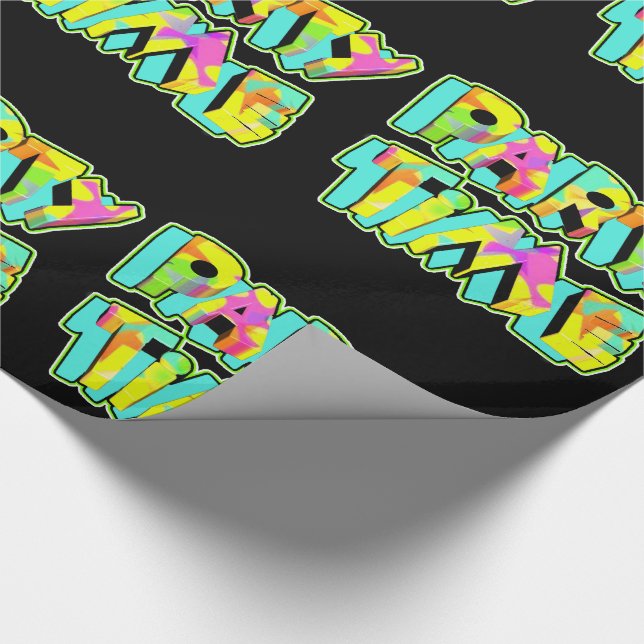 Fête Heure Neon Couleurs Sur Papier Cadeau Noir (Coin)