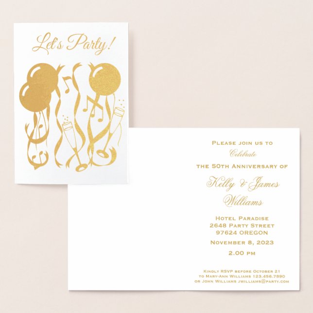 Fête Heure Personnalisée Invitation du 50e anniver (Affichage)