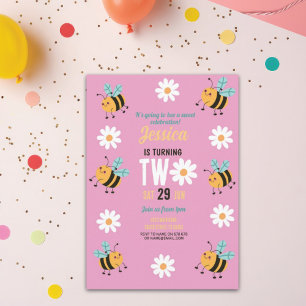 Fête Invitation Anniversaire d'abeilles Rose Daisy
