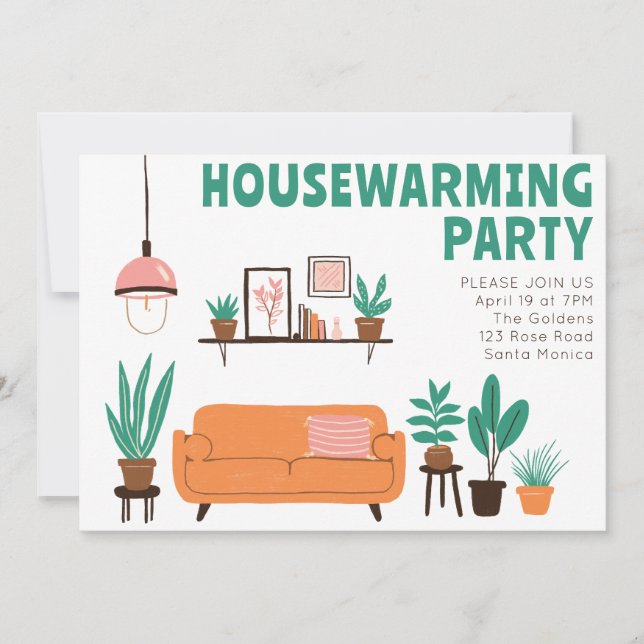 Fête Invitation Cute Living Room Canapé (Devant)