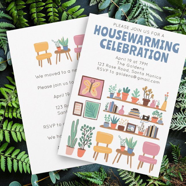 Fête Invitation Cute Living Room Shelts (Housewarming Party Invite Cute Living Room Shelves
Custom Invitation Card)