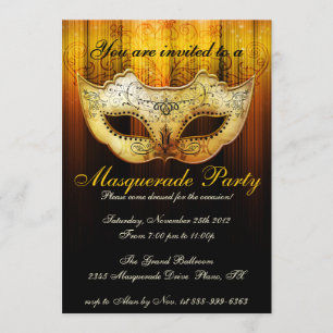 Fête Masquerade Fancy Gold Invitation