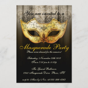 Fête Masquerade Fancy Gold Invitation