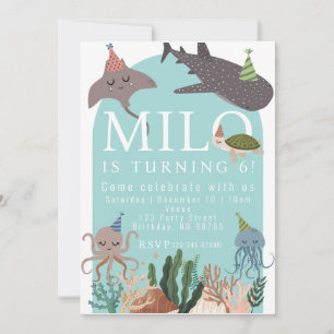 Fête (Mer) Animaux Invitation d'anniversaire