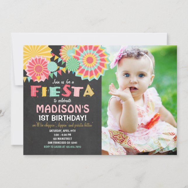 Fête mexicaine Anniversaire Invitation Pink Gold (Devant)