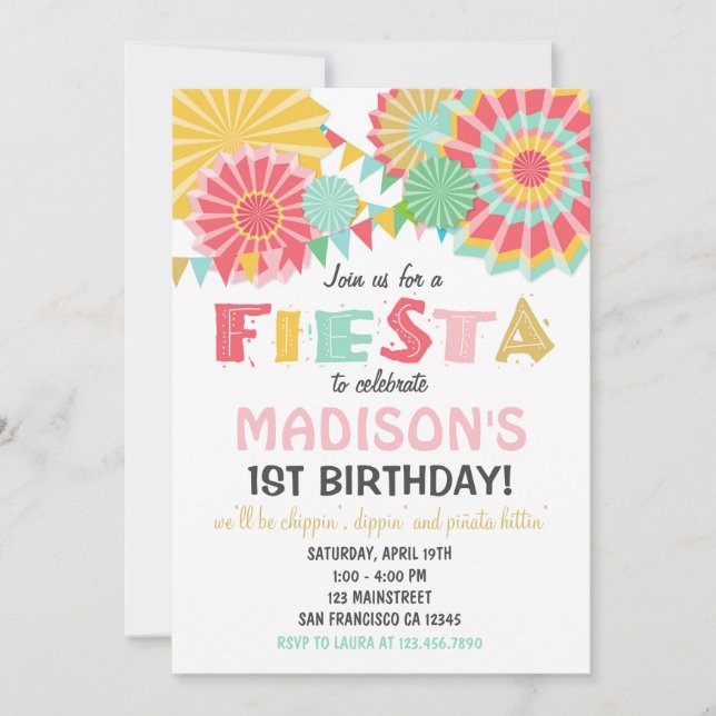 Fête mexicaine Anniversaire Invitation Pink Gold (Devant)