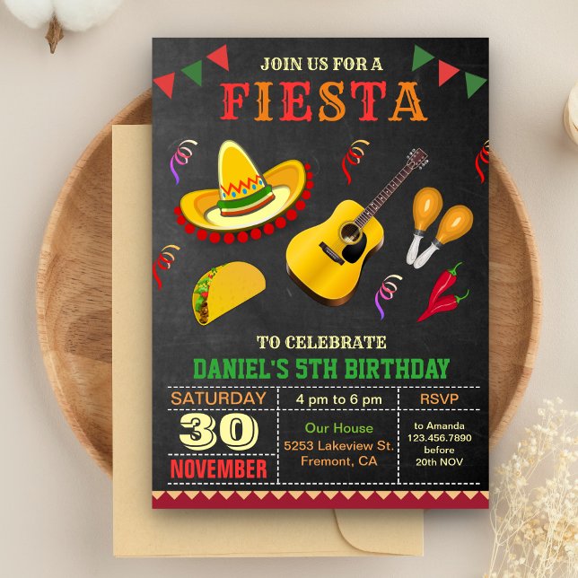Fête mexicaine colorée Invitation de fête d'annive (Créateur téléchargé)