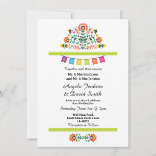 Fête mexicaine de mariage Invitation colorée