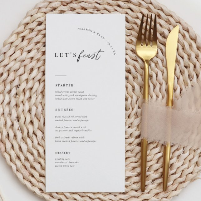 Fête Minimaliste Moderne Mariage Menu (Créateur téléchargé)
