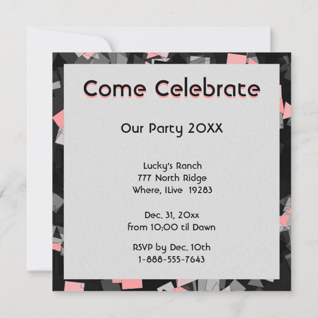 Fête ou fête Confetti Pink Invitations (Dos)