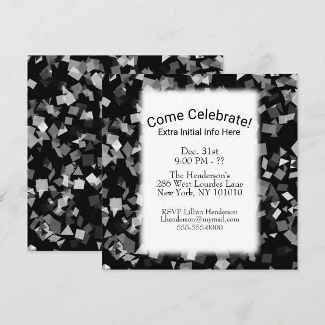 Fête ou fête Nouvel An Confetti Invitations (Devant / Derrière)
