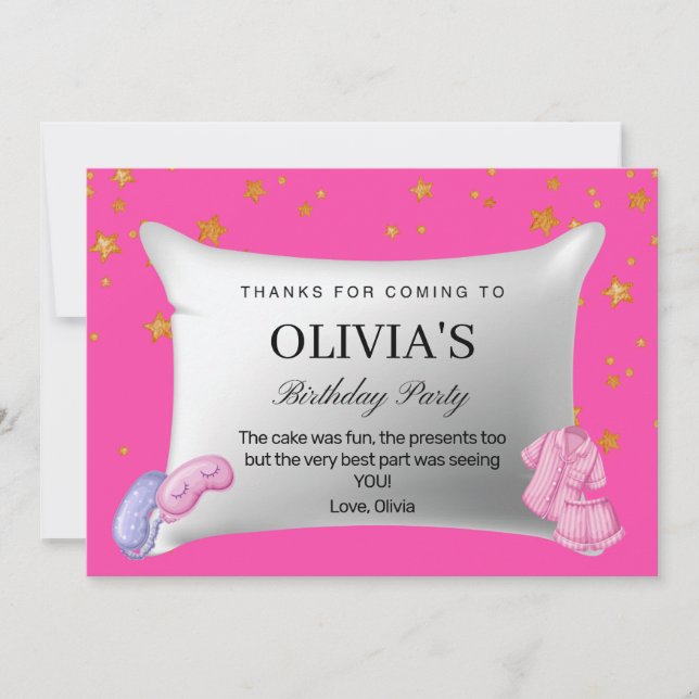Fête Pink Swood Carte de remerciements de fête d'a (Devant)