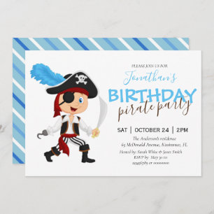 fête pirate garçon bleu invitation anniversaire