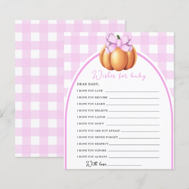 Fête prénatale bébé citrouille fille - vœux pour b (Devant / Derrière)