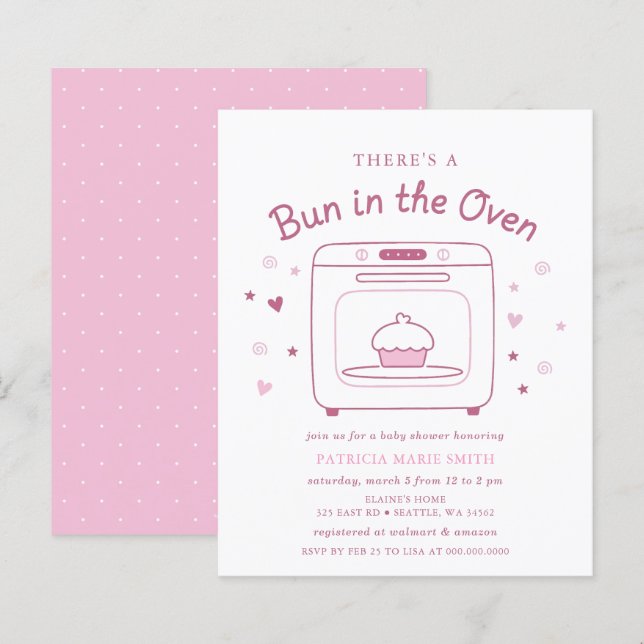 Fête Prénatale Bébé Fille Rose Petit Budget Bun Da (Devant / Derrière)