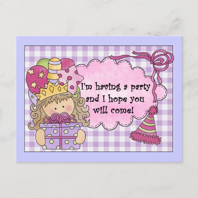 Fête Princesse Invitations d'anniversaire (Devant)