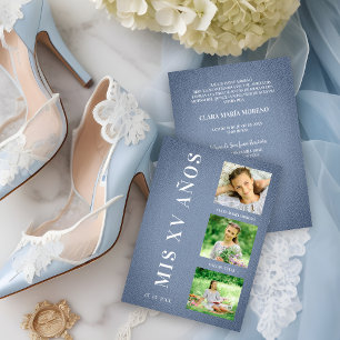 Fête Quinceañera Espagnol Texture Textile Bleu
