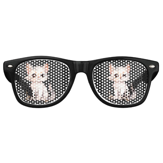 FÊTE RETRO COUPE DE CHAT BLANC LUNETTES SOLEIL (Devant)