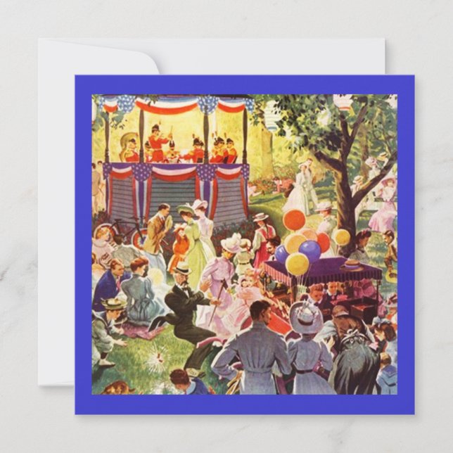 Fête Rétro Dans Le Parc Invitations De Pique-Nique (Devant)