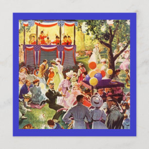 Fête Rétro Dans Le Parc Invitations De Pique-Nique