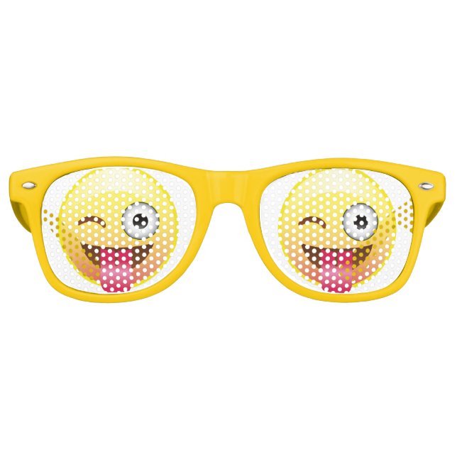 Fête Retro Joyeux Emoji Visage Tongue Sortie des lunettes de  (Devant)